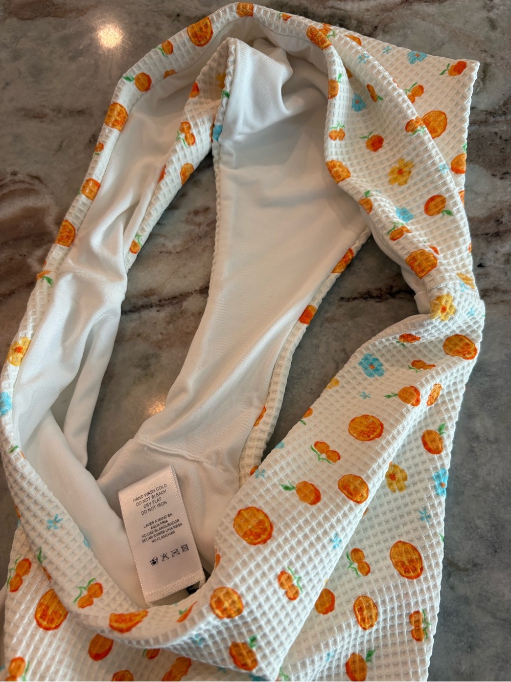 Dippin Daisy Orange Waffle Knit Swimsuit Bikini Bottoms Cheeky High Rise Large - Picture 8 of 9